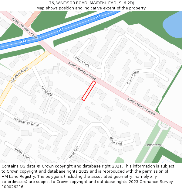 76, WINDSOR ROAD, MAIDENHEAD, SL6 2DJ: Location map and indicative extent of plot