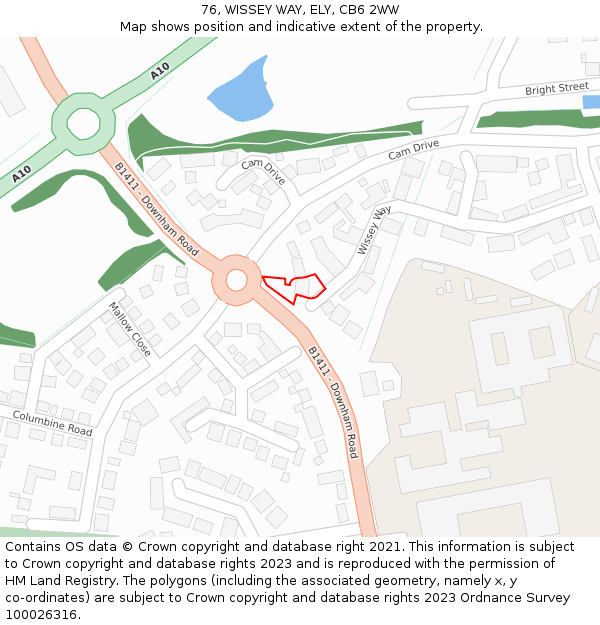 76, WISSEY WAY, ELY, CB6 2WW: Location map and indicative extent of plot