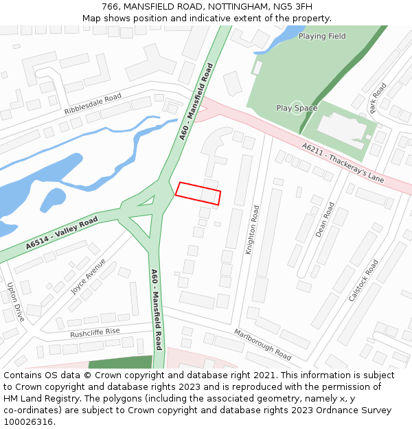 766, MANSFIELD ROAD, NOTTINGHAM, NG5 3FH: Location map and indicative extent of plot