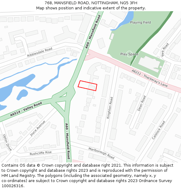 768, MANSFIELD ROAD, NOTTINGHAM, NG5 3FH: Location map and indicative extent of plot