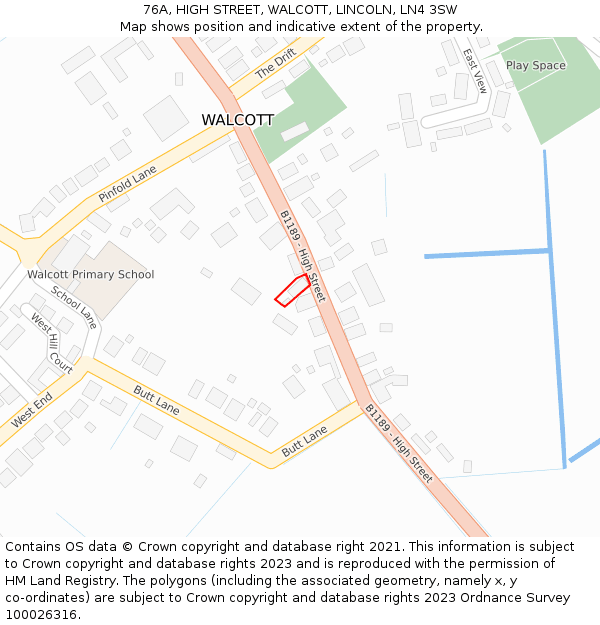 76A, HIGH STREET, WALCOTT, LINCOLN, LN4 3SW: Location map and indicative extent of plot