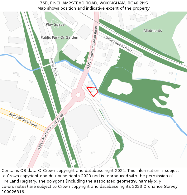 76B, FINCHAMPSTEAD ROAD, WOKINGHAM, RG40 2NS: Location map and indicative extent of plot
