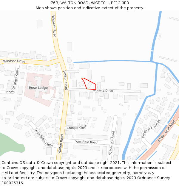 76B, WALTON ROAD, WISBECH, PE13 3ER: Location map and indicative extent of plot