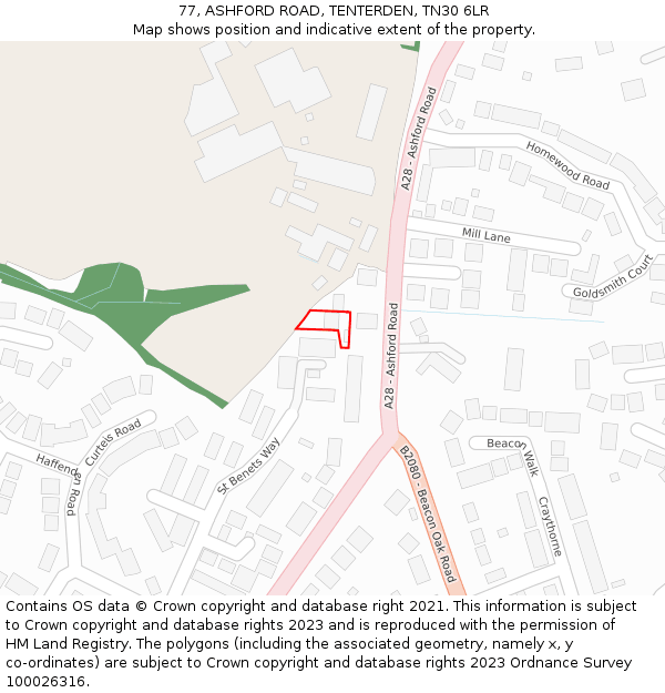 77, ASHFORD ROAD, TENTERDEN, TN30 6LR: Location map and indicative extent of plot