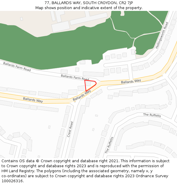 77, BALLARDS WAY, SOUTH CROYDON, CR2 7JP: Location map and indicative extent of plot