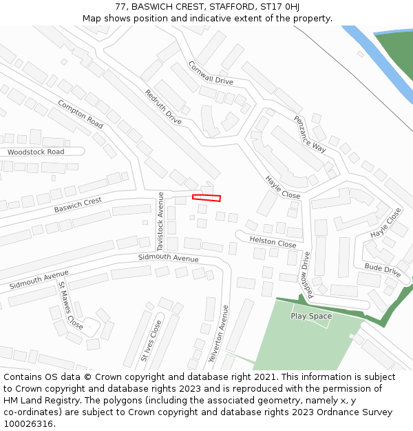 77, BASWICH CREST, STAFFORD, ST17 0HJ: Location map and indicative extent of plot