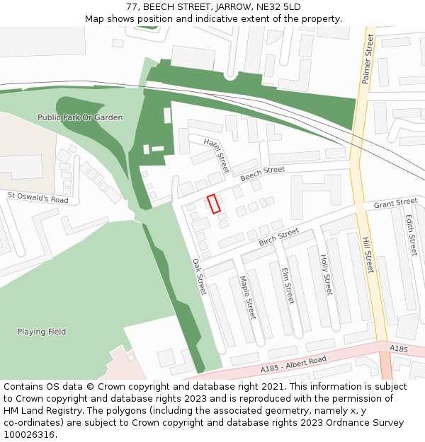 77, BEECH STREET, JARROW, NE32 5LD: Location map and indicative extent of plot