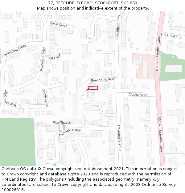 77, BEECHFIELD ROAD, STOCKPORT, SK3 8SX: Location map and indicative extent of plot