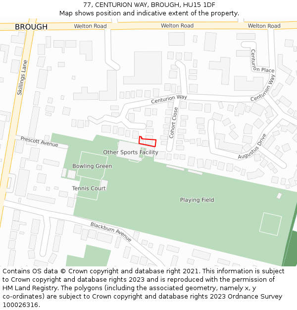 77, CENTURION WAY, BROUGH, HU15 1DF: Location map and indicative extent of plot