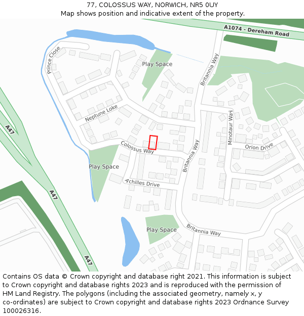 77, COLOSSUS WAY, NORWICH, NR5 0UY: Location map and indicative extent of plot