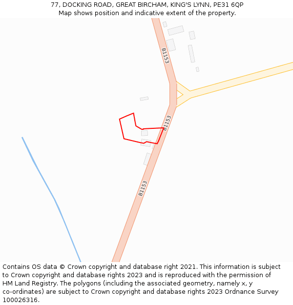 77, DOCKING ROAD, GREAT BIRCHAM, KING'S LYNN, PE31 6QP: Location map and indicative extent of plot