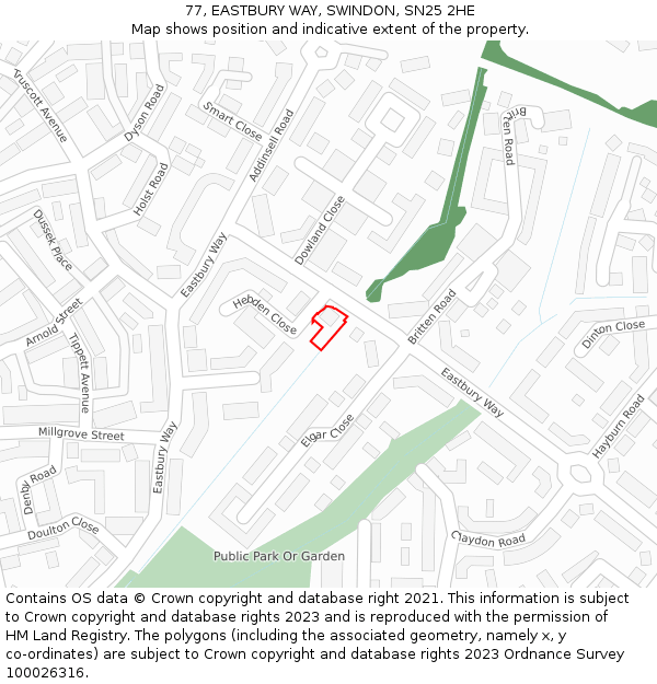 77, EASTBURY WAY, SWINDON, SN25 2HE: Location map and indicative extent of plot