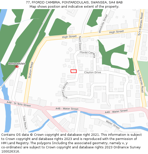 77, FFORDD CAMBRIA, PONTARDDULAIS, SWANSEA, SA4 8AB: Location map and indicative extent of plot