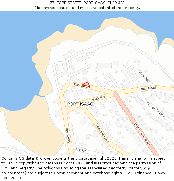 77, FORE STREET, PORT ISAAC, PL29 3RF: Location map and indicative extent of plot