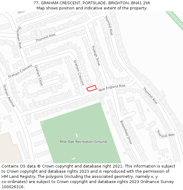 77, GRAHAM CRESCENT, PORTSLADE, BRIGHTON, BN41 2YA: Location map and indicative extent of plot