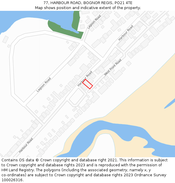 77, HARBOUR ROAD, BOGNOR REGIS, PO21 4TE: Location map and indicative extent of plot