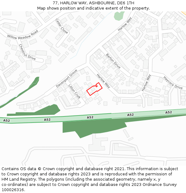 77, HARLOW WAY, ASHBOURNE, DE6 1TH: Location map and indicative extent of plot