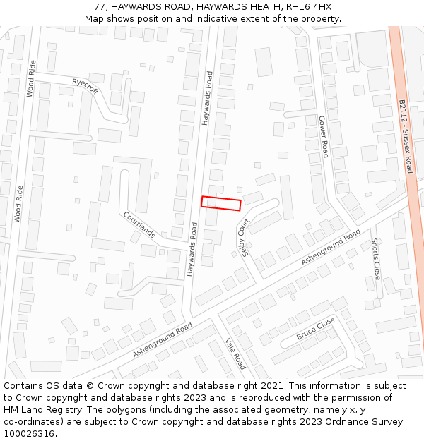 77, HAYWARDS ROAD, HAYWARDS HEATH, RH16 4HX: Location map and indicative extent of plot