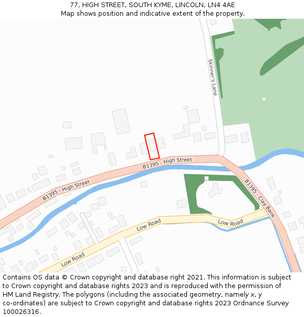 77, HIGH STREET, SOUTH KYME, LINCOLN, LN4 4AE: Location map and indicative extent of plot