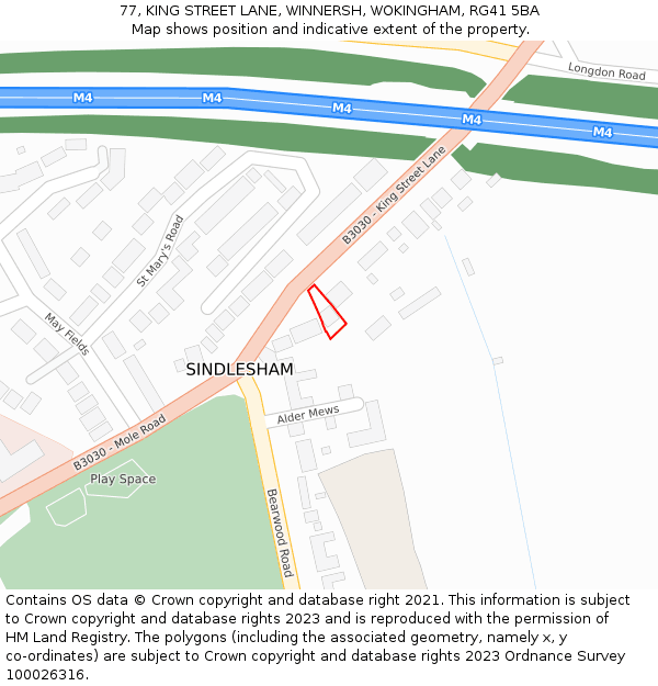 77, KING STREET LANE, WINNERSH, WOKINGHAM, RG41 5BA: Location map and indicative extent of plot