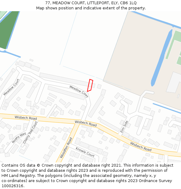 77, MEADOW COURT, LITTLEPORT, ELY, CB6 1LQ: Location map and indicative extent of plot