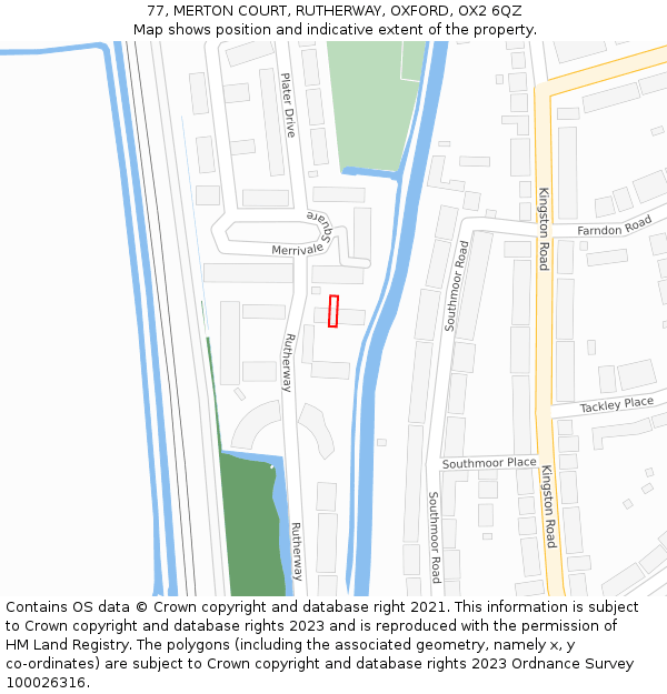 77, MERTON COURT, RUTHERWAY, OXFORD, OX2 6QZ: Location map and indicative extent of plot