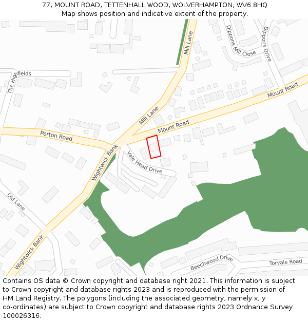 77, MOUNT ROAD, TETTENHALL WOOD, WOLVERHAMPTON, WV6 8HQ: Location map and indicative extent of plot