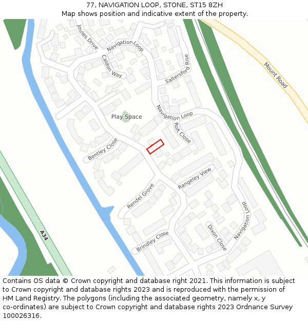77, NAVIGATION LOOP, STONE, ST15 8ZH: Location map and indicative extent of plot