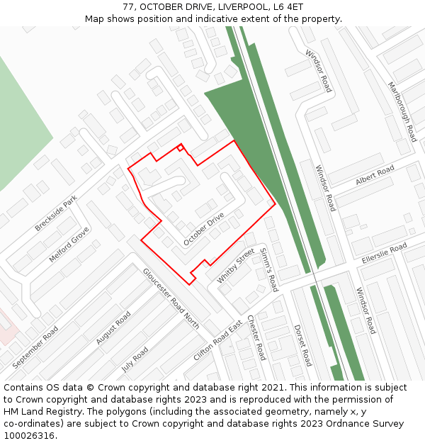 77, OCTOBER DRIVE, LIVERPOOL, L6 4ET: Location map and indicative extent of plot