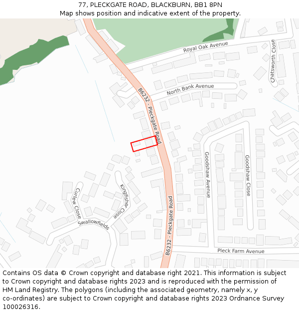 77, PLECKGATE ROAD, BLACKBURN, BB1 8PN: Location map and indicative extent of plot