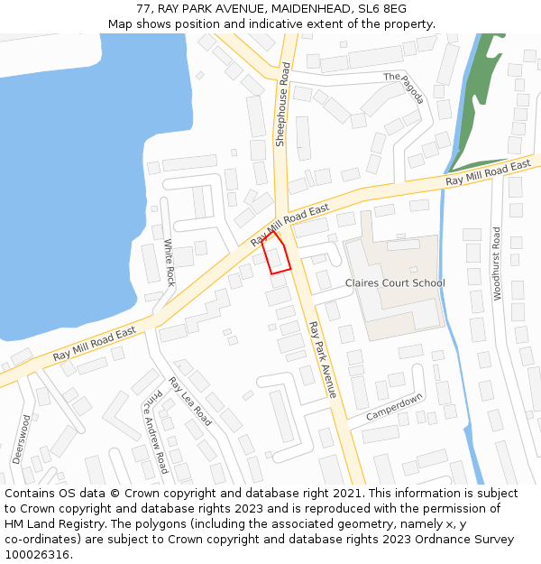 77, RAY PARK AVENUE, MAIDENHEAD, SL6 8EG: Location map and indicative extent of plot