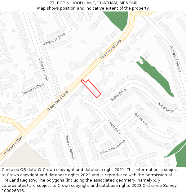 77, ROBIN HOOD LANE, CHATHAM, ME5 9NP: Location map and indicative extent of plot