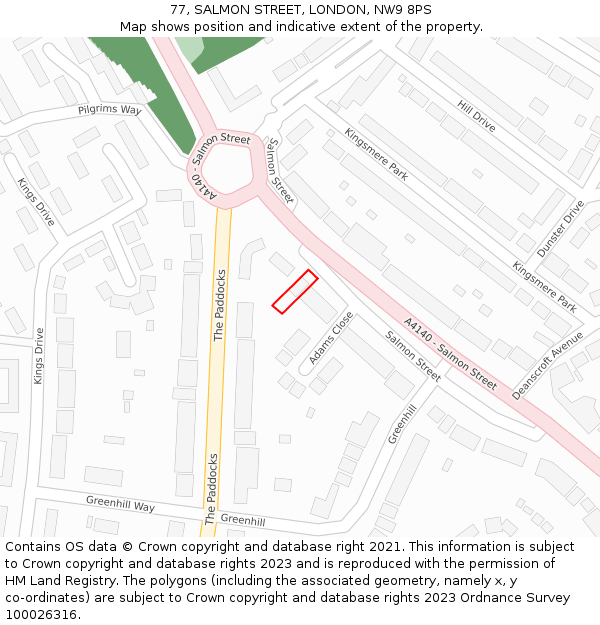 77, SALMON STREET, LONDON, NW9 8PS: Location map and indicative extent of plot