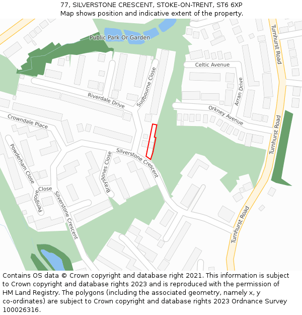 77, SILVERSTONE CRESCENT, STOKE-ON-TRENT, ST6 6XP: Location map and indicative extent of plot