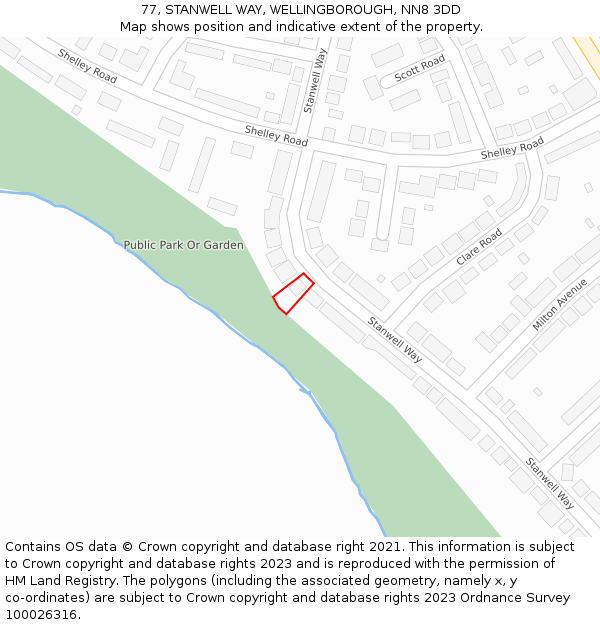 77, STANWELL WAY, WELLINGBOROUGH, NN8 3DD: Location map and indicative extent of plot