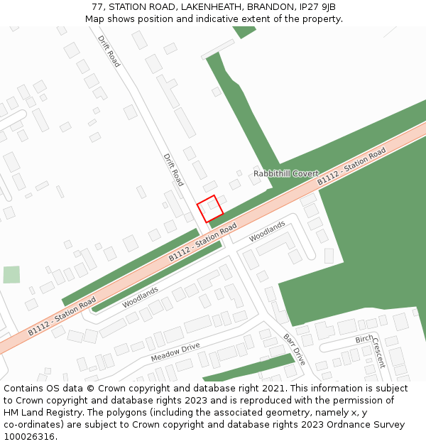 77, STATION ROAD, LAKENHEATH, BRANDON, IP27 9JB: Location map and indicative extent of plot