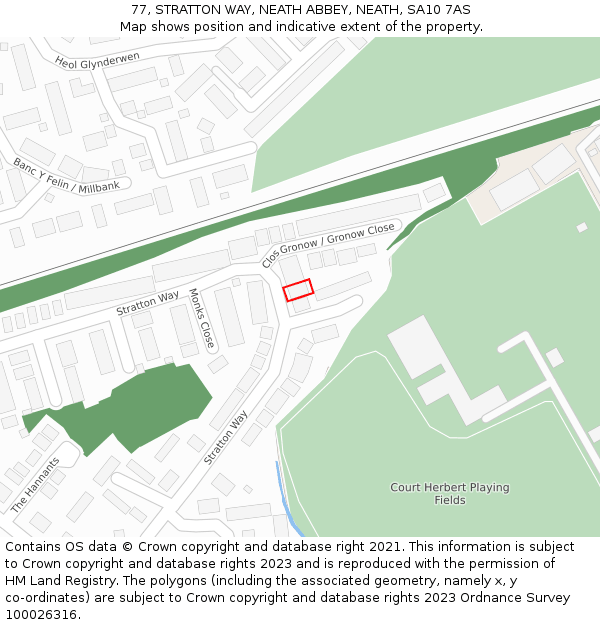 77, STRATTON WAY, NEATH ABBEY, NEATH, SA10 7AS: Location map and indicative extent of plot