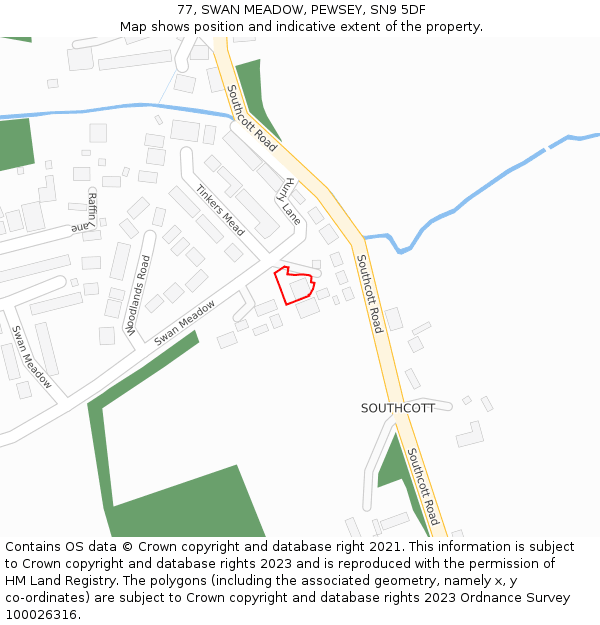 77, SWAN MEADOW, PEWSEY, SN9 5DF: Location map and indicative extent of plot
