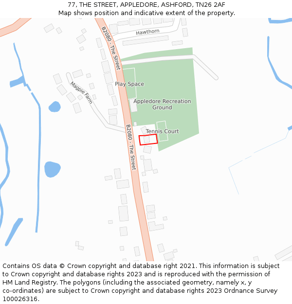 77, THE STREET, APPLEDORE, ASHFORD, TN26 2AF: Location map and indicative extent of plot