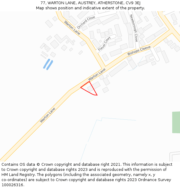 77, WARTON LANE, AUSTREY, ATHERSTONE, CV9 3EJ: Location map and indicative extent of plot