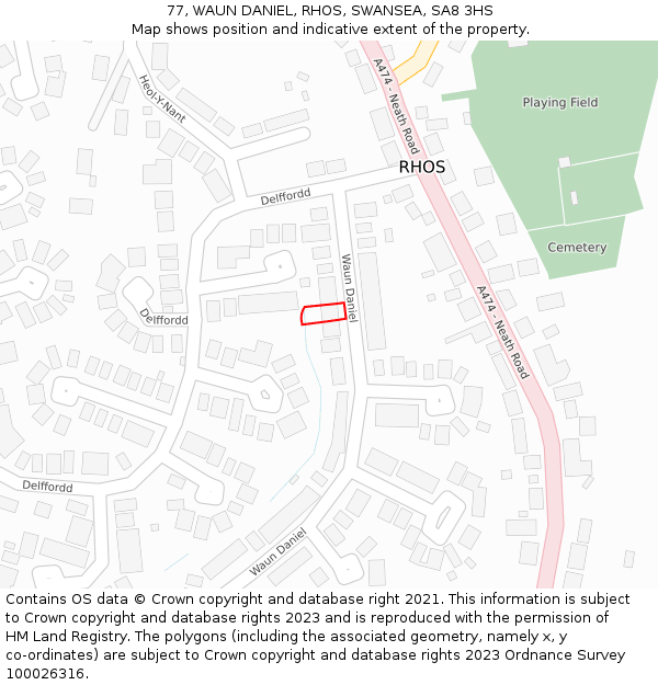 77, WAUN DANIEL, RHOS, SWANSEA, SA8 3HS: Location map and indicative extent of plot