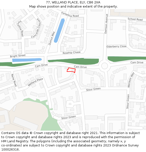 77, WELLAND PLACE, ELY, CB6 2XA: Location map and indicative extent of plot
