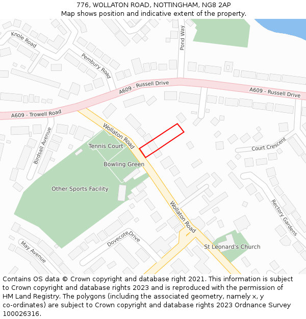 776, WOLLATON ROAD, NOTTINGHAM, NG8 2AP: Location map and indicative extent of plot