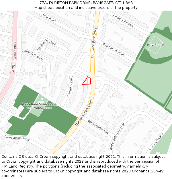 77A, DUMPTON PARK DRIVE, RAMSGATE, CT11 8AR: Location map and indicative extent of plot