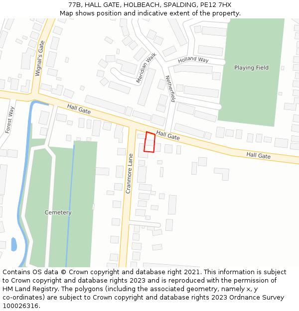 77B, HALL GATE, HOLBEACH, SPALDING, PE12 7HX: Location map and indicative extent of plot