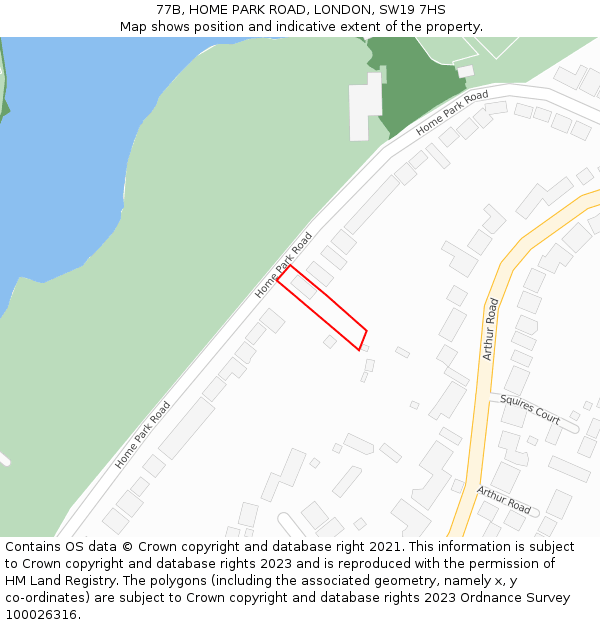 77B, HOME PARK ROAD, LONDON, SW19 7HS: Location map and indicative extent of plot