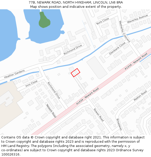 77B, NEWARK ROAD, NORTH HYKEHAM, LINCOLN, LN6 8RA: Location map and indicative extent of plot