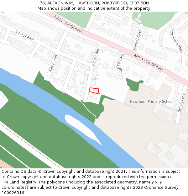 78, ALEXON WAY, HAWTHORN, PONTYPRIDD, CF37 5BN: Location map and indicative extent of plot