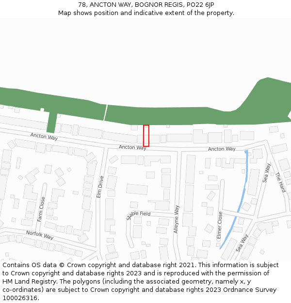 78, ANCTON WAY, BOGNOR REGIS, PO22 6JP: Location map and indicative extent of plot