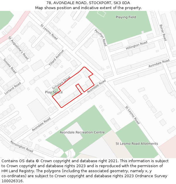 78, AVONDALE ROAD, STOCKPORT, SK3 0DA: Location map and indicative extent of plot